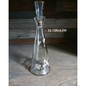 Vintage clear glass decanter with flying ducks Geese
